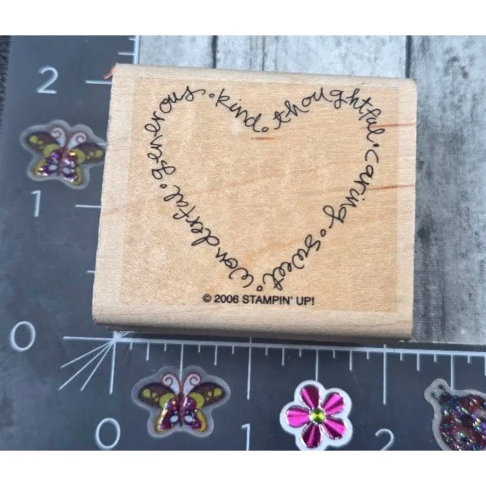 Stampin' Up! Heart Sweet Generous Wonderful Script 2006 Rubber Stamp Wood #L35